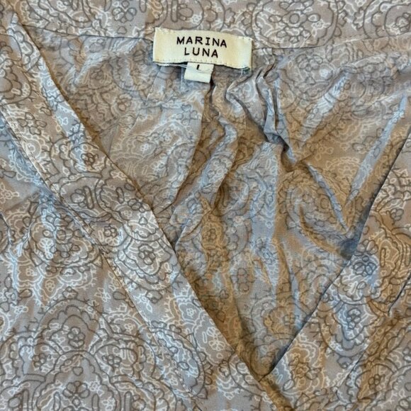Marina Luna Womens Paisley Top Size L 3/4 Sleeve 100% Rayon - Picture 2 of 7
